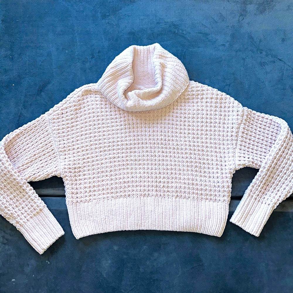 Garage Pink Ribbed Knit Turtleneck Pullover Sweater Womens XS Long Sleeve